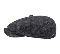 LIERYS Coppola Carlsen Wool Herringbone Uomo - Made in The EU Cappellino Lana Cappello Piatto con Visiera, Fodera Inverno Autunno/Inverno - 60 cm Antracite