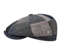 LIERYS Coppola Larent Patchwork Uomo - Made in Italy Cappellino Lana Berretto Newsboy con Visiera, Fodera Inverno Autunno/Inverno - 57 cm Blu