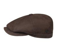 LIERYS Nappa Wax Coppola in Pelle Uomo - Made Italy Berretto Piatto Cappello Invernale con Visiera, Fodera Autunno/Inverno Inverno - 56 cm Marrone Scuro