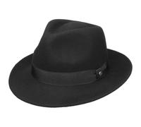 LIERYS Pate Cappello in Feltro Donna/Uomo - Cappello Mafia in Feltro di Lana - Resistente all’Acqua - Cappello da Esterno Estate/Inverno - Cappello Bogart strapazzabile - Nero XL (60-61 cm)