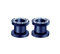 Lieson 2 Pezzi Tunnel Dilatatore Lobo, Dilatatore Piercing Acciaio Chirurgico Cerchio Semplice con Zirconi Dilatatore Tunnel 6mm Blu