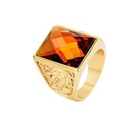 Lieson Anello Acciaio Oro Uomo Anelli con Incisione, Anello di Fidanzamento Uomo Anello Uomo Zircone Anelli Uomo Drago Arancione Larga 20MM Oro Anello Misura 20