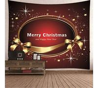 Lieson Arazzi Natale, Arazzi per Parete Stelle di Nodo di Prua Rosso Oro Arazzo da Letto, 240x220CM