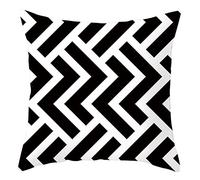 Lieson Cuscino Federe Divano, Fodere Divano 50x50 CM 1 Pezzo Federa Cuscino Divano Nero Bianco Motivo A Strisce Ondulate, Poliestere