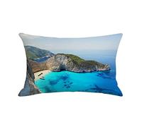 Lieson Federe Copricuscino, Federa Copricuscino 30x50 Verde Blu Federe per Cuscini Isola e Mare, Lino