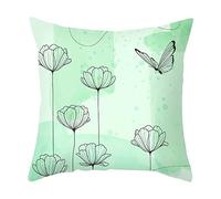 Lieson Fodera per Cuscino Divano, Federe Cuscini Divano Moderni Copricuscino Esterno 45x45 Verde Chiaro Farfalla Fiore Semplice, Federe in Poliestere