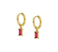 Lieson Orecchini Cerchio Donna Argento 925, Orecchini Donna Cerchio Pendenti Rettangolari Zirconi Rosso Orecchini Donna Oro