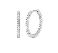 Lieson Orecchini Donna Argento 925, Orecchini Cerchietto Semplice con Zirconi Bianco Set Orecchini Argento