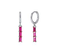 Lieson Orecchini Donna Argento 925, Orecchino Cerchietto Donna con Pendenti Zirconi Rosa Rosso Orecchini Sposa Argento