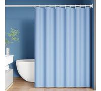 Lieson Tende da Doccia Antimuffa 200x240CM, Tenda Doccia Tessuto Impermeabile Lavabili Poliestere con Ganci Tinta Unita Tenda per Doccia per Casa Hotel, Blu Chiaro