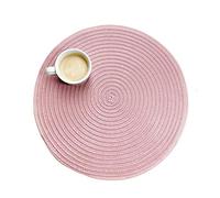 Lieson Tovaglietta Pranzo, 2 Pezzi Set Tovagliette Colazione Vinile Intrecciata Rotondo In Stile Giapponese Rosa Tovaglietta Colazione Natalizia per Tavolo da Cucina 38x38CM