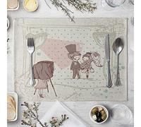 Lieson Tovagliette Americana 2 Pezzi, Tovagliette Tavolo Antiscivolo Tovaglietta Stoffa Colazione Rosa Marrone Tovagliette Americana Lino Cotone 40x30CM