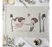 Lieson Tovagliette Colazione 2 Pezzi, Tovagliette Americana Tovaglietta Colazione Stoffa Rosa Blu Tovaglietta Lino Cotone 40x30CM