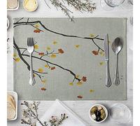 Lieson Tovagliette Colazione 4 Pezzi, Tovagliette Tavolo Antiscivolo Tovagliette Americana In Tessuto Giallo Nero Grigio Tovagliette Americana Lino Cotone 40x30CM