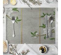 Lieson Tovagliette per 2 Pezzi, Tovagliette Lavabili Tovaglietta Tavolo Pranzo Verde Bianco Grigio Tovagliette Americana Cotone Lino 40x30CM