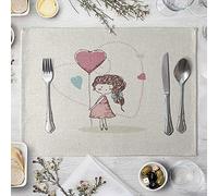 Lieson Tovagliette per 2 Pezzi, Tovagliette per Bambini Lavabili Tovaglietta Tavolo Pranzo Rosa Tovagliette da Cucina Cotone Lino 40x30CM