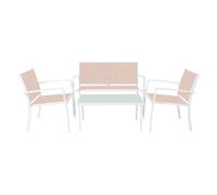 LIF Salotto Da Giardino Ettore Tessuto Tortora Marrone Grigio Arredo Esterno
