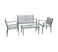 LIF Salotto Da Giardino Ettore Tessuto Tortora Marrone Grigio Arredo Esterno