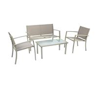 LIF Salotto Da Giardino Ettore Tessuto Tortora Marrone Grigio Arredo Esterno
