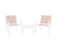 LIF Salotto Da Giardino Paride Tessuto Tortora Marrone Grigio Arredo Esterno