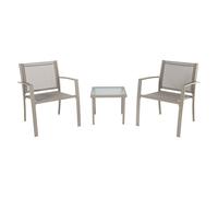 LIF Salotto Da Giardino Paride Tessuto Tortora Marrone Grigio Arredo Esterno