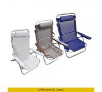 LIF Spiaggina Pieghevole con Cuscino Poggiatesta 53x62x77 cm Blu - VIESTE