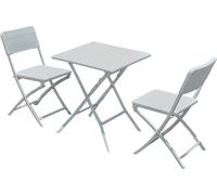 LIF Tavolino da Giardino Esterno Pieghevole Quadrato in Metallo e HDPE + 2 Sedie Pieghevoli colore Bianco - SAK62+YC048 WHI Oliena