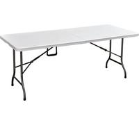LIF Tavolo da Giardino Pieghevole Rettangolare in Plastica e Acciaio 180x75x72h cm colore Bianco - ZK-180