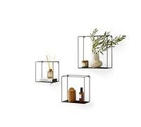 LIFA Living Mensole da Muro Design in Set da 3, Nero
