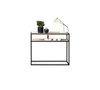 LIFA LIVING Tavolo Consolle con 2 Ripiani, Tavolo da Muro in Legno e Metallo, Consolle Industriale per Salotto, Tavolino Consolle di Ingresso 100 x 30 x 85 cm