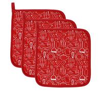 Lifaith 100% Cotone Cucina Quotidiana Base in Spugna Sottopentola Resistente al Calore sottobicchiere Presina per Cottura e 20 x 20 cm, Set di 3 Rosso