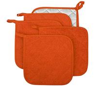 Lifaith Set di 5 presine da cucina completamente in cotone e in tessuto di spugna termoresistente, ideali per uso quotidiano in cucina e con fornelli e forno Arancione