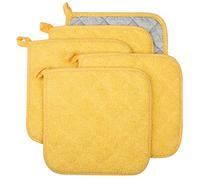 Lifaith Set di 5 presine da cucina completamente in cotone e in tessuto di spugna termoresistente, ideali per uso quotidiano in cucina e con fornelli e forno Giallo