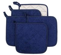 Lifaith Set di 5 presine da Cucina Completamente in Cotone e in Tessuto di Spugna termoresistente, Ideali per Uso Quotidiano in Cucina e con fornelli e Forno Blu Scuro