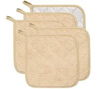 Lifaith Set di 5 presine da cucina completamente in cotone e in tessuto di spugna termoresistente, ideali per uso quotidiano in cucina e con fornelli e forno Marrone Chiaro