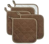Lifaith Set di 5 presine da cucina completamente in cotone e in tessuto di spugna termoresistente, ideali per uso quotidiano in cucina e con fornelli e forno Marrone