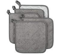 Lifaith Set di 5 presine da cucina completamente in cotone e in tessuto di spugna termoresistente, ideali per uso quotidiano in cucina e con fornelli e forno Grigio