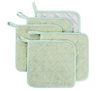 Lifaith Set di 5 presine da cucina completamente in cotone e in tessuto di spugna termoresistente, ideali per uso quotidiano in cucina e con fornelli e forno Menta Verde