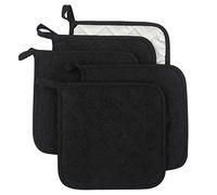 Lifaith Set di 5 presine da Cucina Completamente in Cotone e in Tessuto di Spugna termoresistente, Ideali per Uso Quotidiano in Cucina e con fornelli e Forno Nero