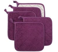 Lifaith Set di 5 presine da cucina completamente in cotone e in tessuto di spugna termoresistente, ideali per uso quotidiano in cucina e con fornelli e forno Viola