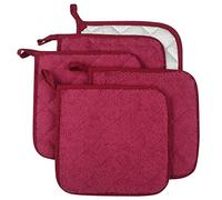 Lifaith Set di 5 presine da cucina completamente in cotone e in tessuto di spugna termoresistente, ideali per uso quotidiano in cucina e con fornelli e forno Vino