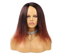 LiFBeauTiFul Parrucca sintetica for capelli Yaki Parrucca naturale morbida afro crespa nera 350 colori Ombre Glueless Parrucca soffice for le donne (Color : T350, Stretched Length : 14 inch)