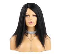 LiFBeauTiFul Parrucca sintetica for capelli Yaki Parrucca naturale morbida afro crespa nera 350 colori Ombre Glueless Parrucca soffice for le donne (Color : 1B, Stretched Length : 14 inch)