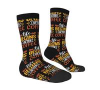 Life Begins After Coffee Calzini Da Equipaggio Divertenti Calzini Donna Comodo Calze Uomo Per Adulti Compleanno Running 40Cm