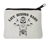 Life Behind Bars - Portamonete in neoprene, 10 x 11 cm, colore: Bianco