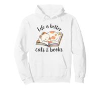 Life Better Cats And Books Felpa con Cappuccio