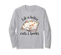 Life Better Cats And Books Maglia a Manica