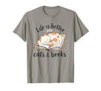 Life Better Cats And Books Maglietta