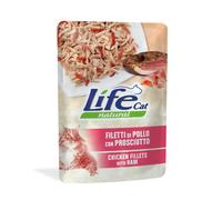 Life Cat Natural Bustine 70 gr - Filetti di pollo con prosciutto - Confezione da 30 pezzi - Cibo umido per gatti - 1° ORDINE? scegli lo sconto BZR5 / BZR20 + 200 punti fedeltà