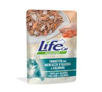Life Cat Natural Bustine 70 gr - Tonnetto con merluzzo dell'Alaska e salmone - Confezione da 30 pezzi - Cibo umido per gatti - 1° ORDINE? scegli lo sconto BZR5 / BZR20 + 200 punti fedeltà